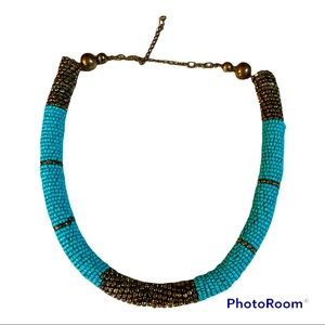 Turquoise & gold bead necklace